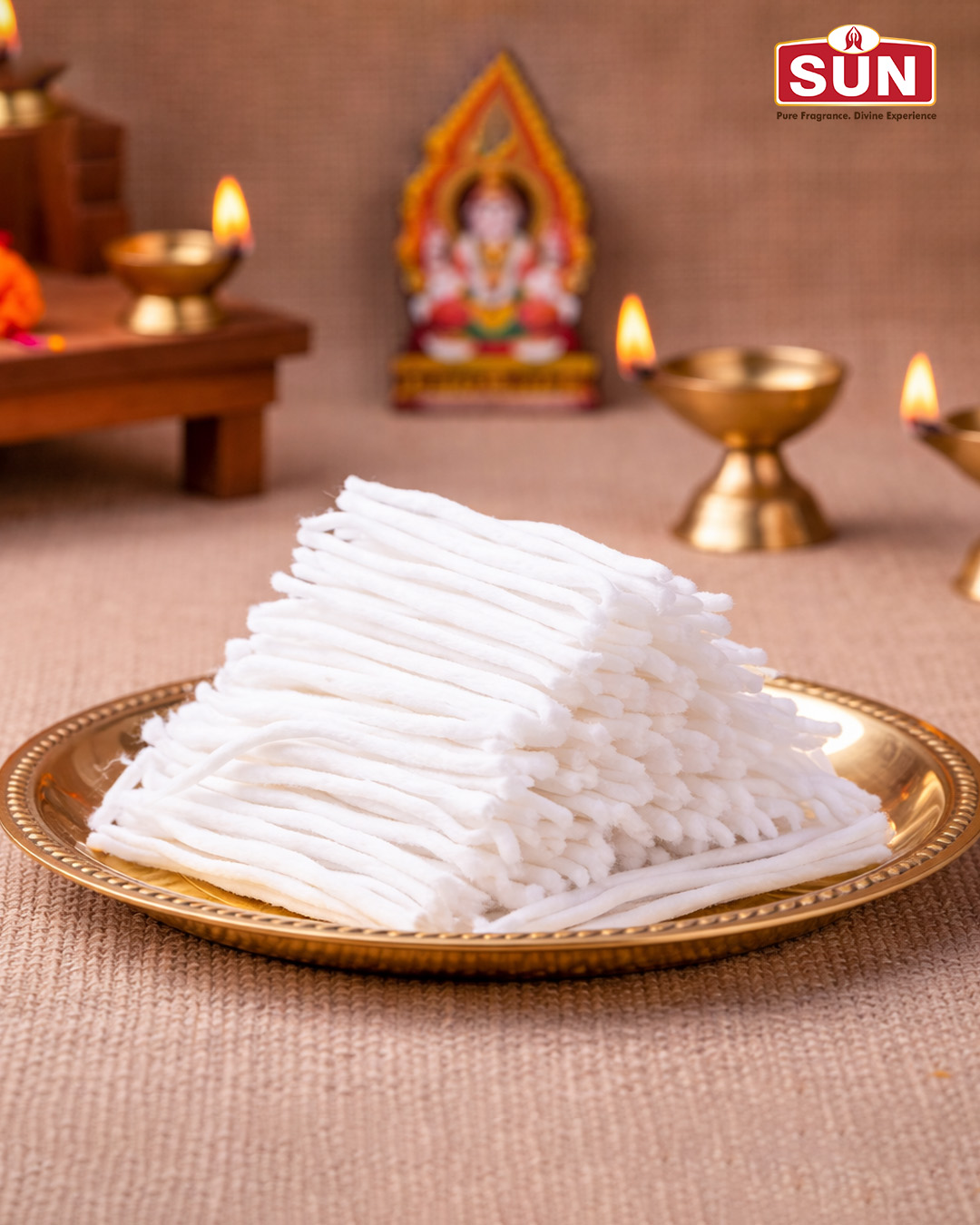 Sun Cotton Wicks | Premium Pooja Thiri for Deepam & Daily Lamp Lighting